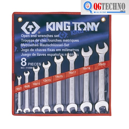 6-22mm bộ hai đầu miệng 8 cái hệ mét Kingtony 1108MR