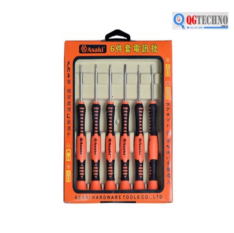 Bộ tua vít viễn thông ASAKI, 6 cây, QG-AK-9074