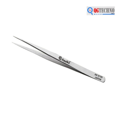 Nhíp inox gắp linh kiện mũi nhọn ASAKI, 140 x 7 x 2mm, QG-AK-9190