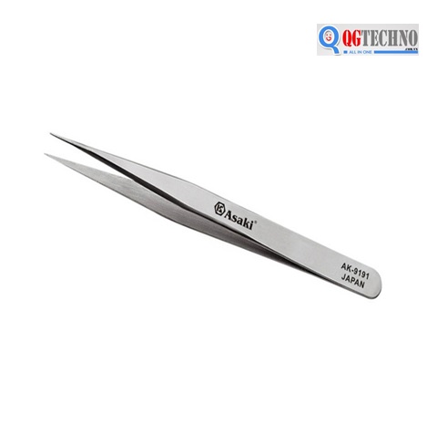 Nhíp inox gắp linh kiện mũi nhọn ASAKI, 125 x 11 x 2mm, QG-AK-9192