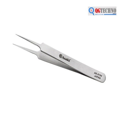 Nhíp inox gắp linh kiện mũi nhọn ASAKI, 120 x 9 x 2mm, QG-AK-9194