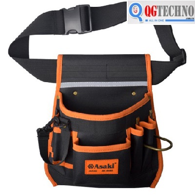 Túi đeo thắt lưng đựng đồ nghề cao cấp ASAKI, 11 ngăn, AK-9986