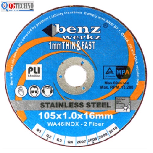 Đá cắt 4"-105x1.0x16mm Inox BENZ WERKZ