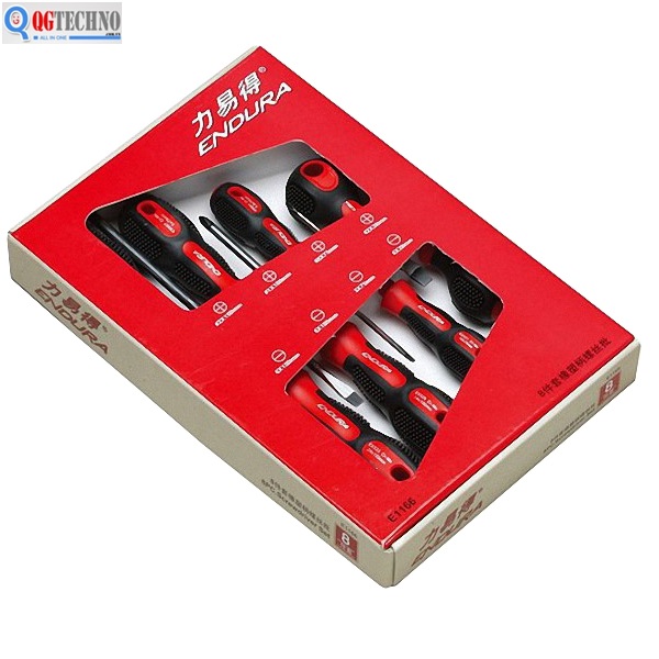 Bộ tua vít 8 cây cán nhựa & caosu  E1166 ENDURA