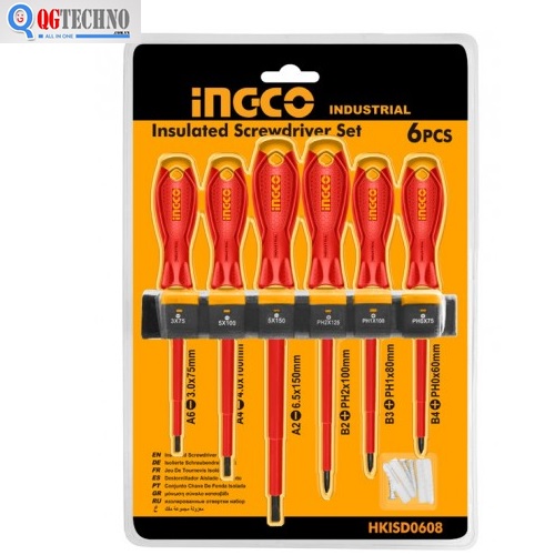 Bộ tua vít 6 cây cách điện 1000V HKISD0608 INGCO