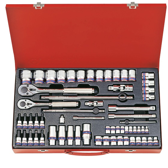 1/4" + 3/8" + 1/2" bộ tuýp 62 chi tiết hệ mét Kingtony 9063MR