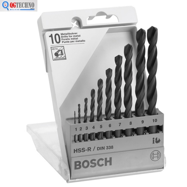 Bộ mũi khoan kim loại Bosch 1-10mm HSS-R (cán), DIN 338, 1609200203