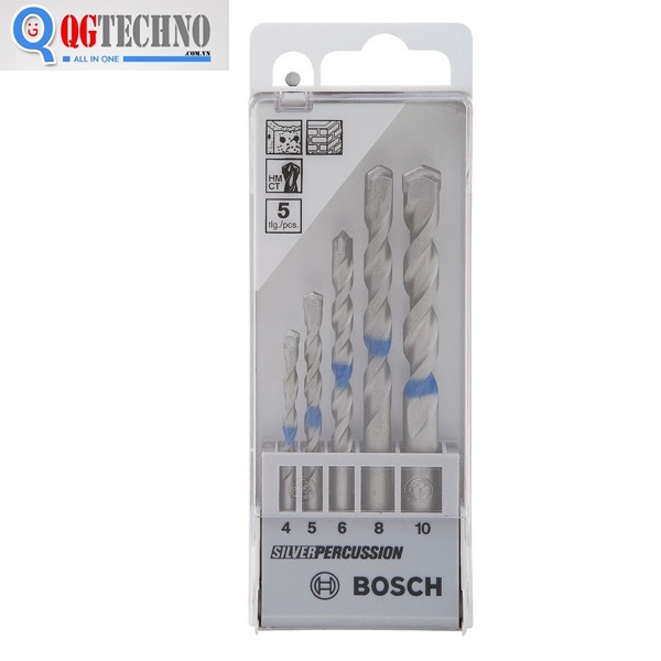 Bộ mũi khoan bêtông Bosch 5 mũi Silver Percussion, 2608680726