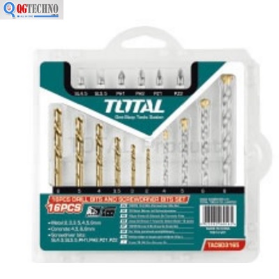 Bộ mũi khoan16 chi tiết khoan và bắt vít Total TACSD3165