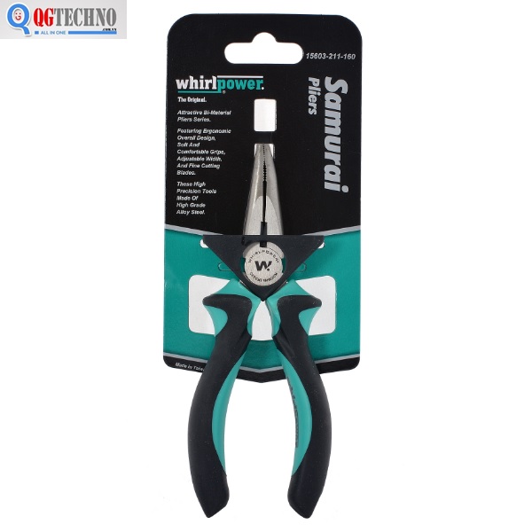 6" Kìm nhọn cơ khí mũi cong Xanh ngọc Whirlpower 15603-211-160