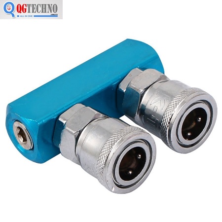 Bộ đầu nối nhanh chia 2 đầu ống hơi khí nén bằng thép Dannio