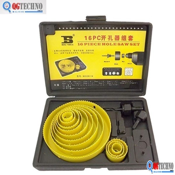 Bộ công cụ khoét lỗ gỗ và thạch cao BOSI 16 chi tiết BS539116