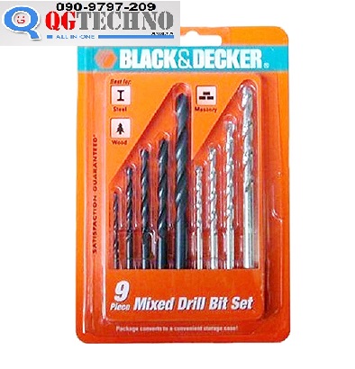 Bộ mũi khoan đa năng 9 chi tiết Black Decker A8106G (Bạc phối đen)