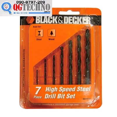 Hộp mũi khoan kim loại 7 chi tiết Black & Decker 15077G