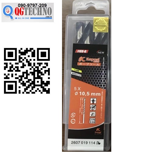Mũi khoan kim loại sắt thép và Inox 10.5mm KAPUSI Japan