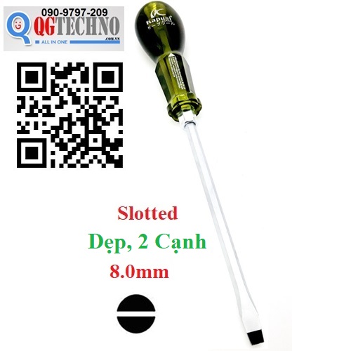 Tua tô vít đóng đầu dẹp ( - ) cán xám 8x150mm KAPUSI